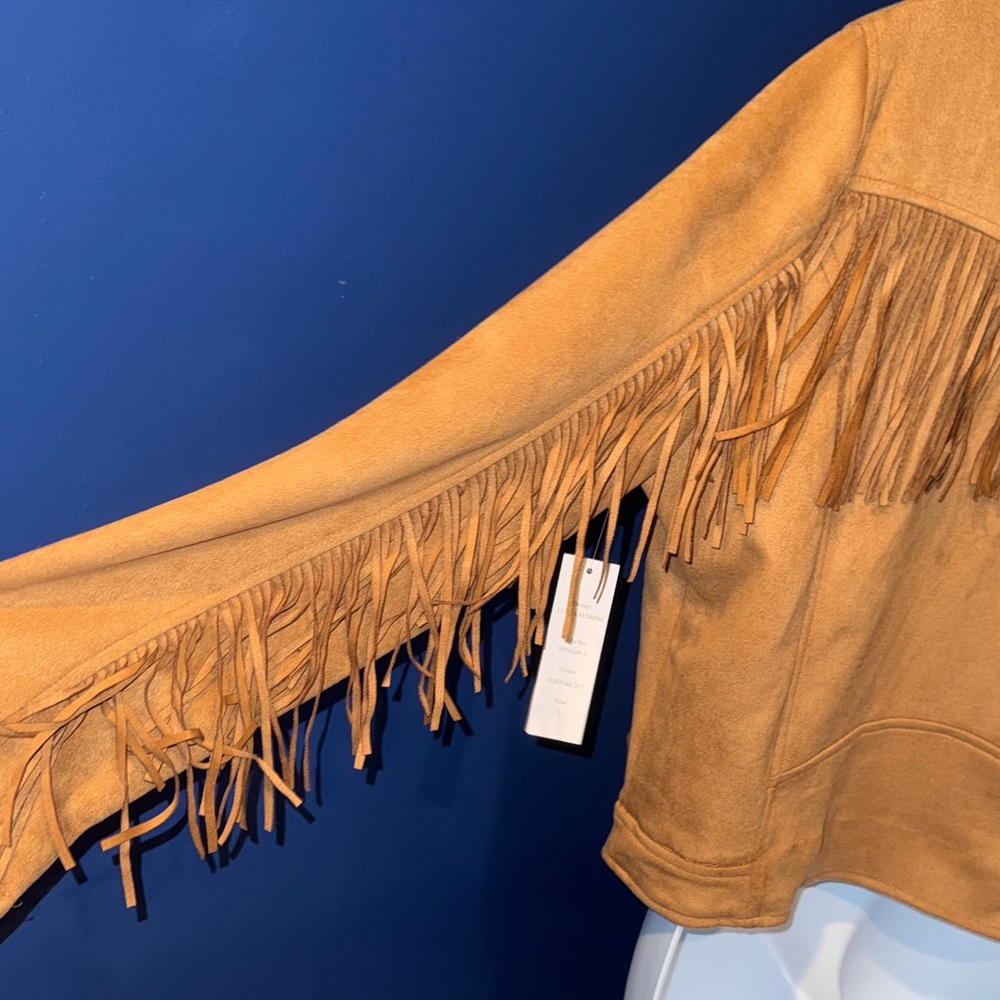 Sportelle-NWT Women's Cognac Fringe Jacket Size Large - Picture 15 of 17